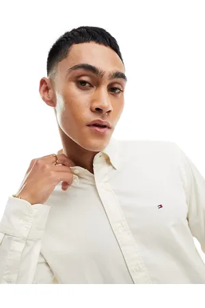 Tommy Hilfiger 1985 flex oxford regular fit shirt in cream