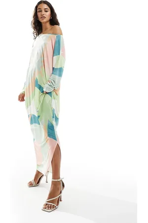 Never Fully Dressed Jem off shoulder midaxi dress in pastel print