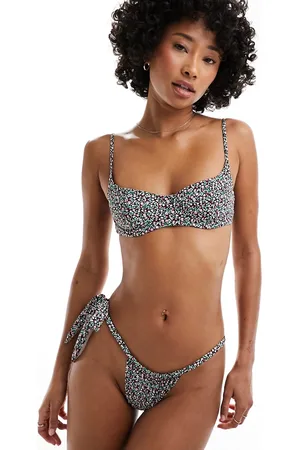 Frankies Bikinis Kealy floral ditsy tieside bikini bottom in summer nights