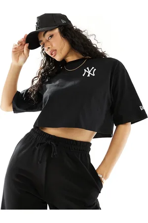 New Era Embroidered logo cropped t-shirt in