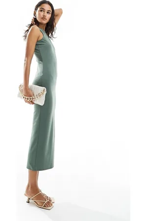 New Look Slinky jersey midi dress in khaki