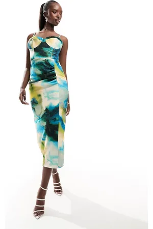 True Violet Corset bandeau midaxi dress in floral