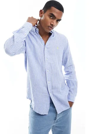 Ralph Lauren Icon logo stripe linen shirt in /white