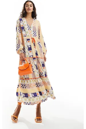 Never Fully Dressed Contrast trim maxi dress in sunshine print
