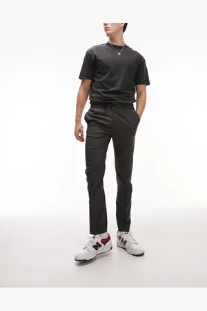 Topman Skinny smart trousers with elasticated waistband in charcoal
