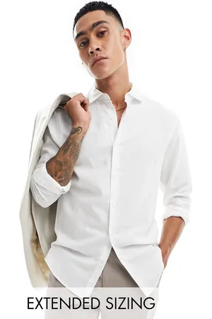 ASOS Smart linen shirt with cutaway collar in
