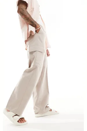 ASOS Pull on smart wide leg cargo trousers in beige