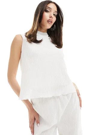 In The Style Textured sleeveless top co-ord in cream