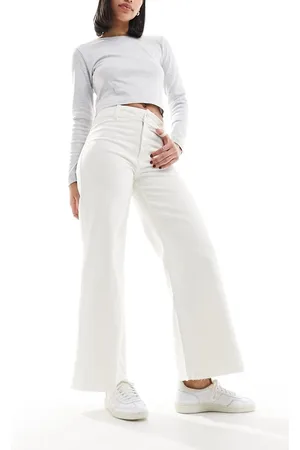 MANGO Wide leg jeans in off