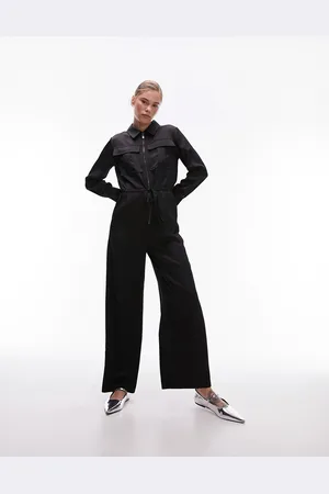 Topshop Satin cargo jumpsuit in