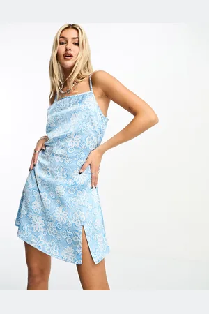 Heartbreak Poplin cami smock dress in blue floral print