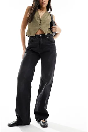 Pull&Bear Straight leg high rise jean in dirty wash
