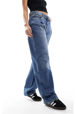 MANGO Straight leg jeans with pintuck detail in