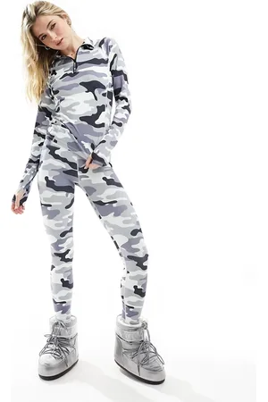 Urban Threads Ski base layer leggings co-ord in grey camo print