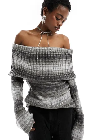 COLLUSION Space dye knitted bardot in