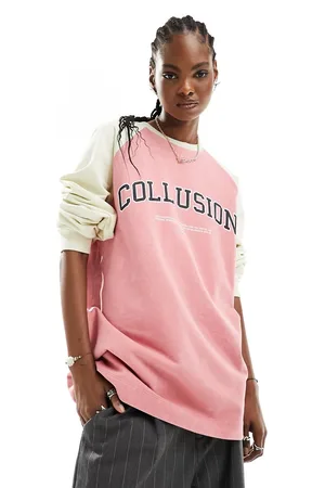 COLLUSION Long sleeve varsity spliced sweat in
