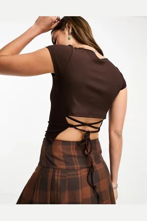 Cotton On Cotton On tie detail backless crop top in dark