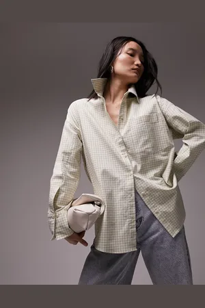 Topshop Oxford oversized shirt in mini check