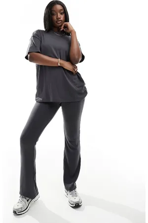 In The Style T-shirt and flare trouser set in charcoal