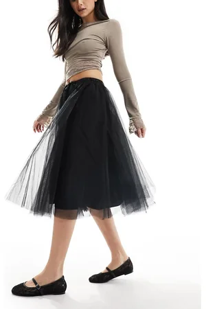 Monki Full midi skirt with wrap detail in tulle