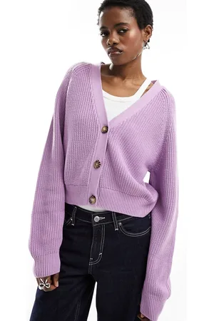 Monki Cable knit cardigan in lilac