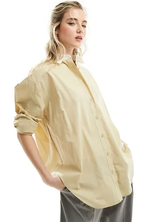 ASOS Oxford shirt with contrast collar in stone