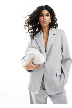MANGO Oversized pinstripe blazer in