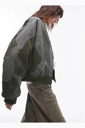 Topshop Patchwork bomber jacket in