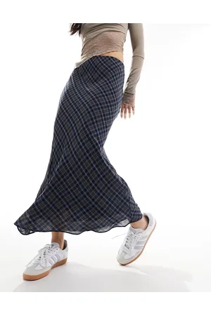 MANGO Check midi skirt in