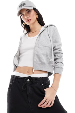 Cotton On Cotton On cropped fitted zip up hoodie in marl