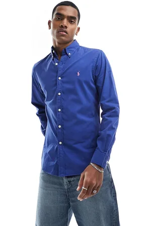 Ralph Lauren Icon logo twill shirt slim fit in royal