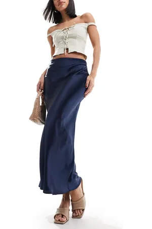 New Look Satin midi skirt in