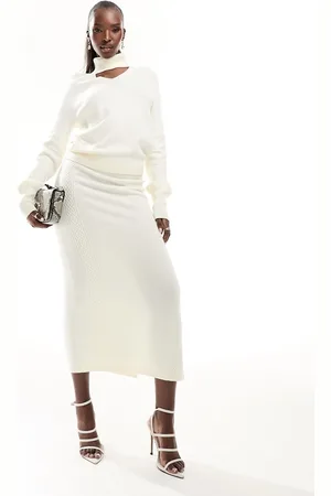 Y.A.S Kira knitted midi skirt co ord in beige