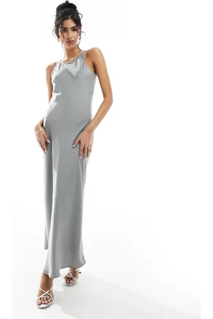 VERO MODA Racer neck satin slip maxi dress in