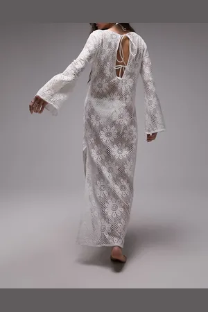 Topshop Maxi lace beach dress in white