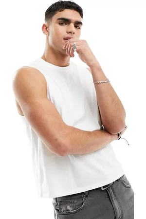 ASOS Relaxed fit cropped vest with crew neck in