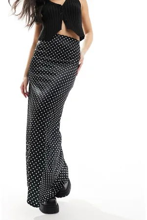 ASOS Satin twill maxi skirt in polka dot