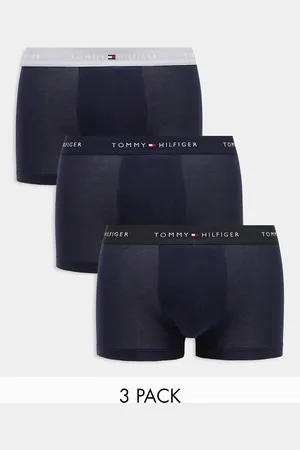 Tommy Hilfiger Signature cotton essentials 3 pack trunks in with coloured waistband