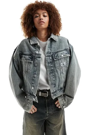 Calvin Klein Boxy denim jacket in mid wash