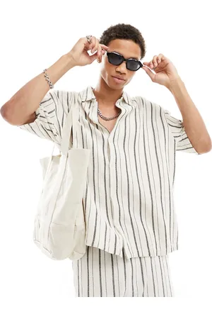 Bershka Textured stripe co-ord shirt in