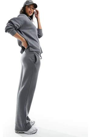 In The Style Wide leg joggers co-ord in charcoal