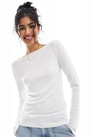 Abercrombie & Fitch Featherweight slash neck long sleeve top in