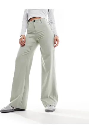 Bershka High waisted slouchy trousers in pale