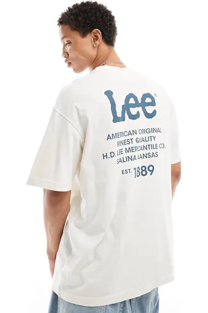 Lee Back logo print loose fit t-shirt in ecru