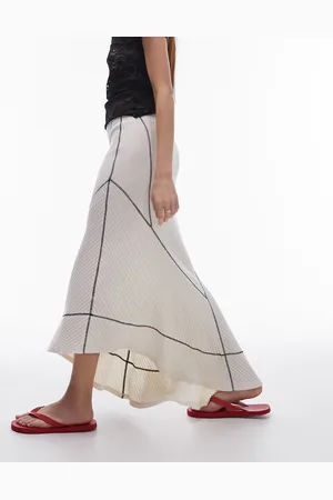 Topshop Panelled disjointed asymmetric jersey skirt in cream