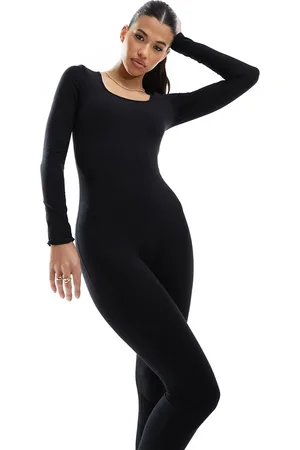 In The Style X Perrie Sian premium jersey long sleeve square neck unitard in