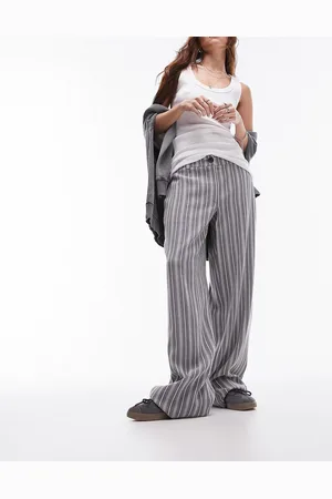 Topshop Stripe low slung linen trousers in