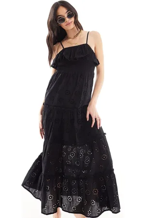 Iisla & Bird Maxi strappy broderie beach dress in