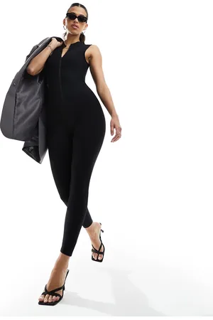 In The Style Zip through sleevless unitard jumpsuit in
