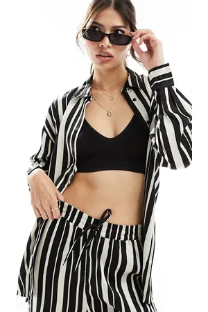ONLY Oversized shirt co-ord in and white stripe